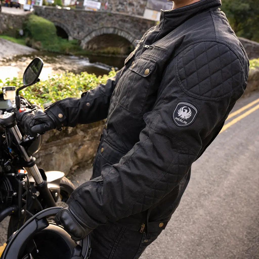 Merlin Yoxall 2 Waxed Cotton Jacket Black FREE UK Delivery, FREE 365 Day Returns | Moto Central