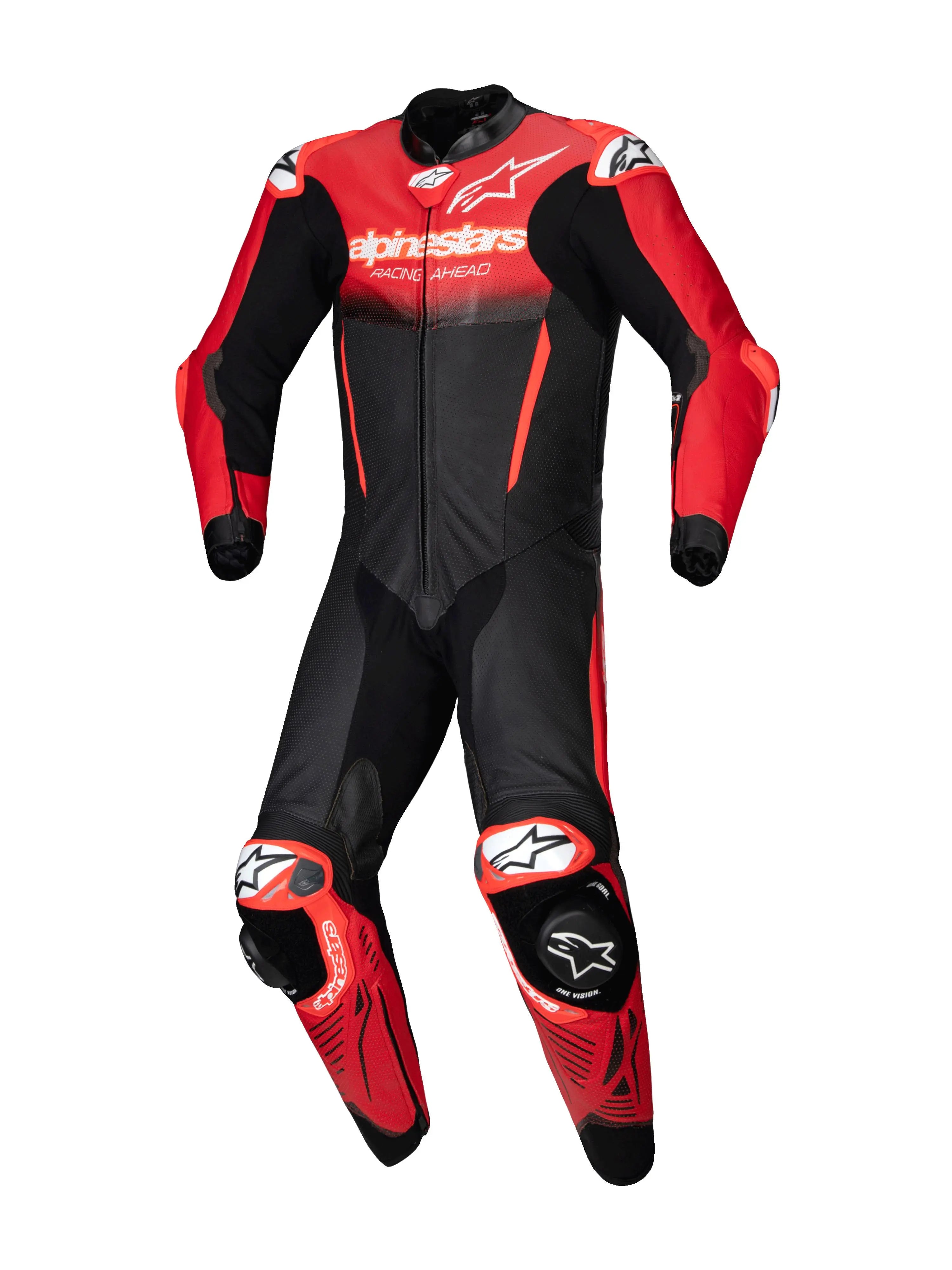 Alpinestars GP-R7 One Piece Leather Suit Black / Mid Red  - FREE UK Shipping, FREE 365 Day Returns | Moto Central