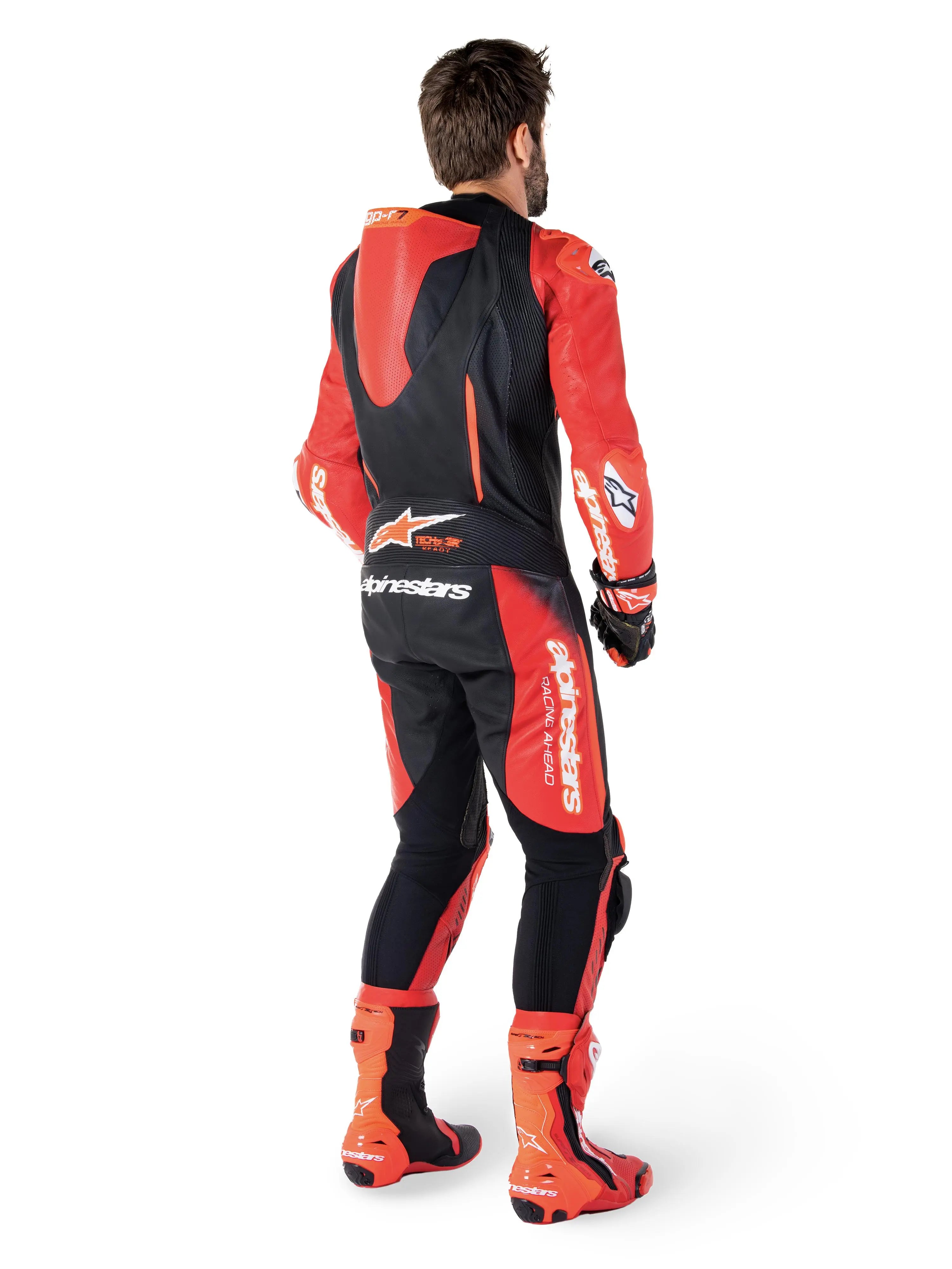 Alpinestars GP-R7 One Piece Leather Suit Black / Mid Red  - FREE UK Shipping, FREE 365 Day Returns | Moto Central