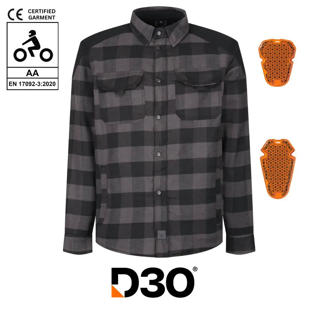 MotoBull Woody Flannel Textile Jacket Grey  - FREE UK Shipping, FREE 365 Day Returns | Moto Central