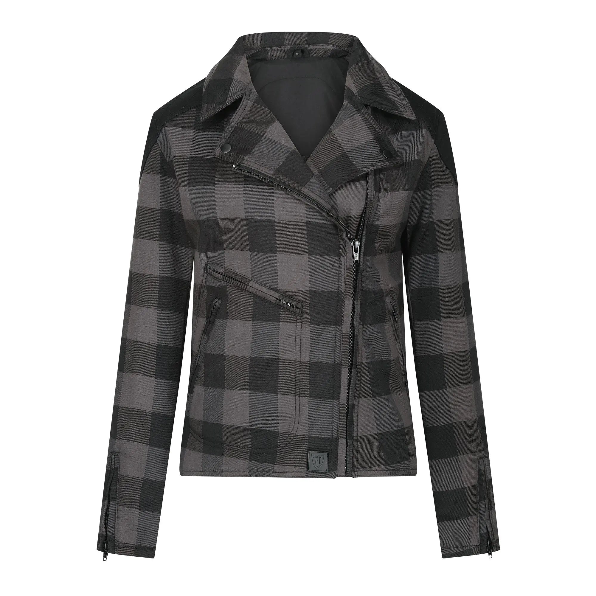 MotoGirl Jessie Flannel Ladies Textile Jacket Grey  - FREE UK Shipping, FREE 365 Day Returns | Moto Central