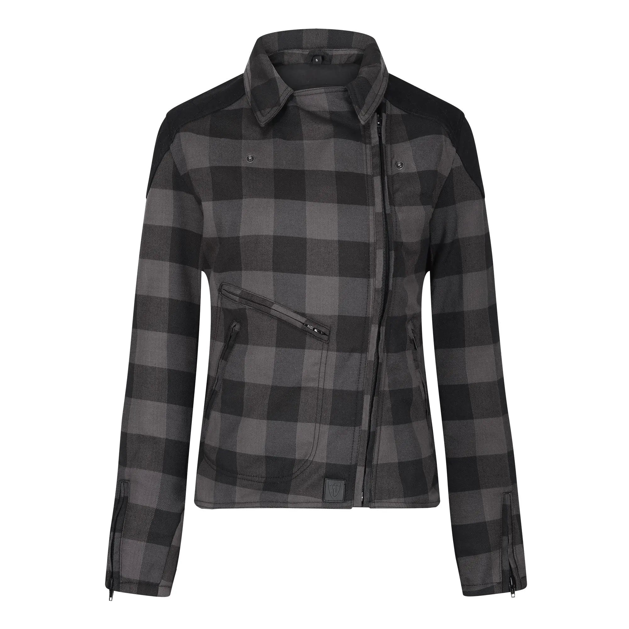 MotoGirl Jessie Flannel Ladies Textile Jacket Grey  - FREE UK Shipping, FREE 365 Day Returns | Moto Central