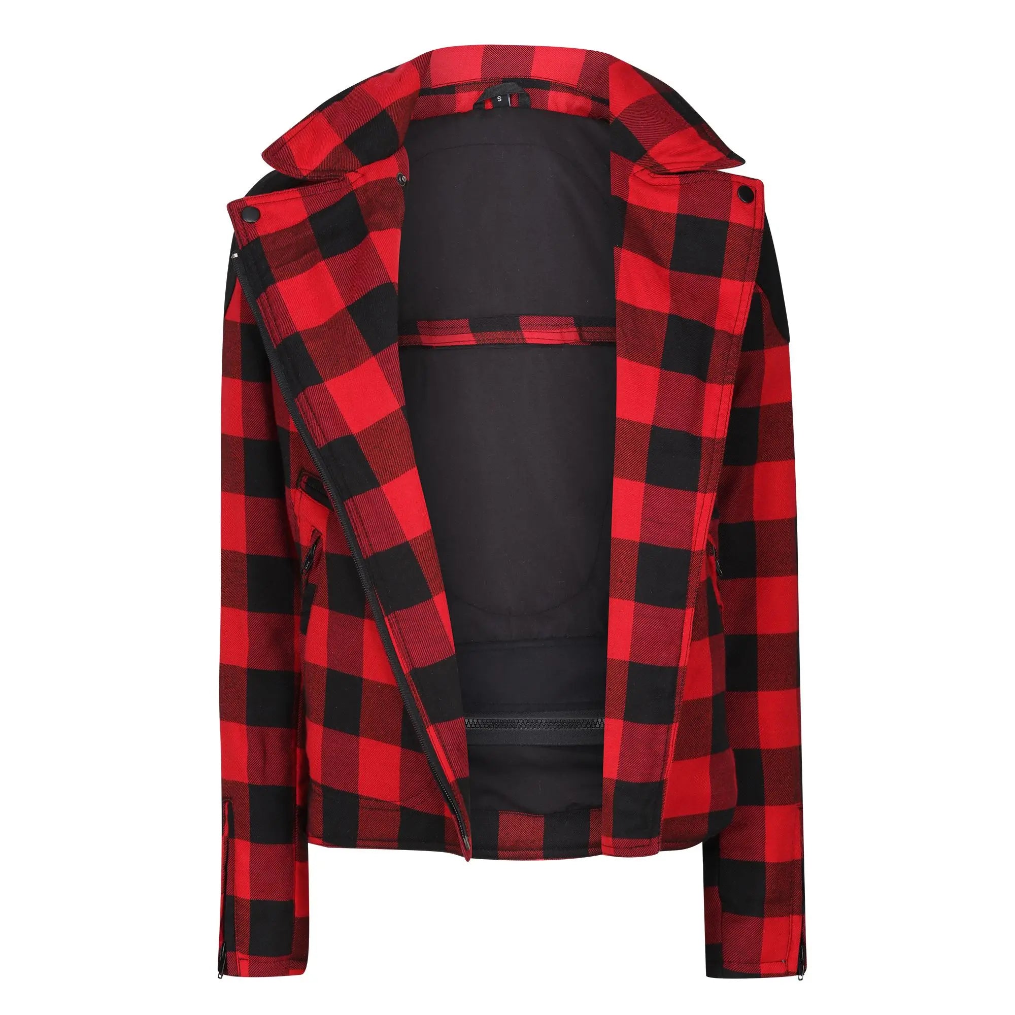 MotoGirl Jessie Flannel Ladies Textile Jacket Red  - FREE UK Shipping, FREE 365 Day Returns | Moto Central