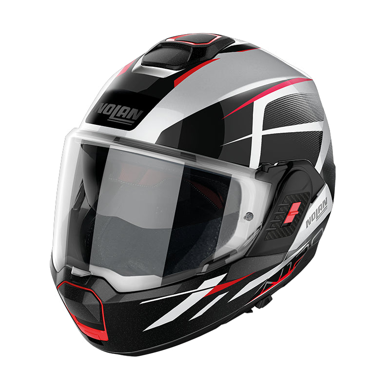 Nolan N120-1 Nightlife N-Com Modular Flip-Up Helmet Metal White / Black / Red