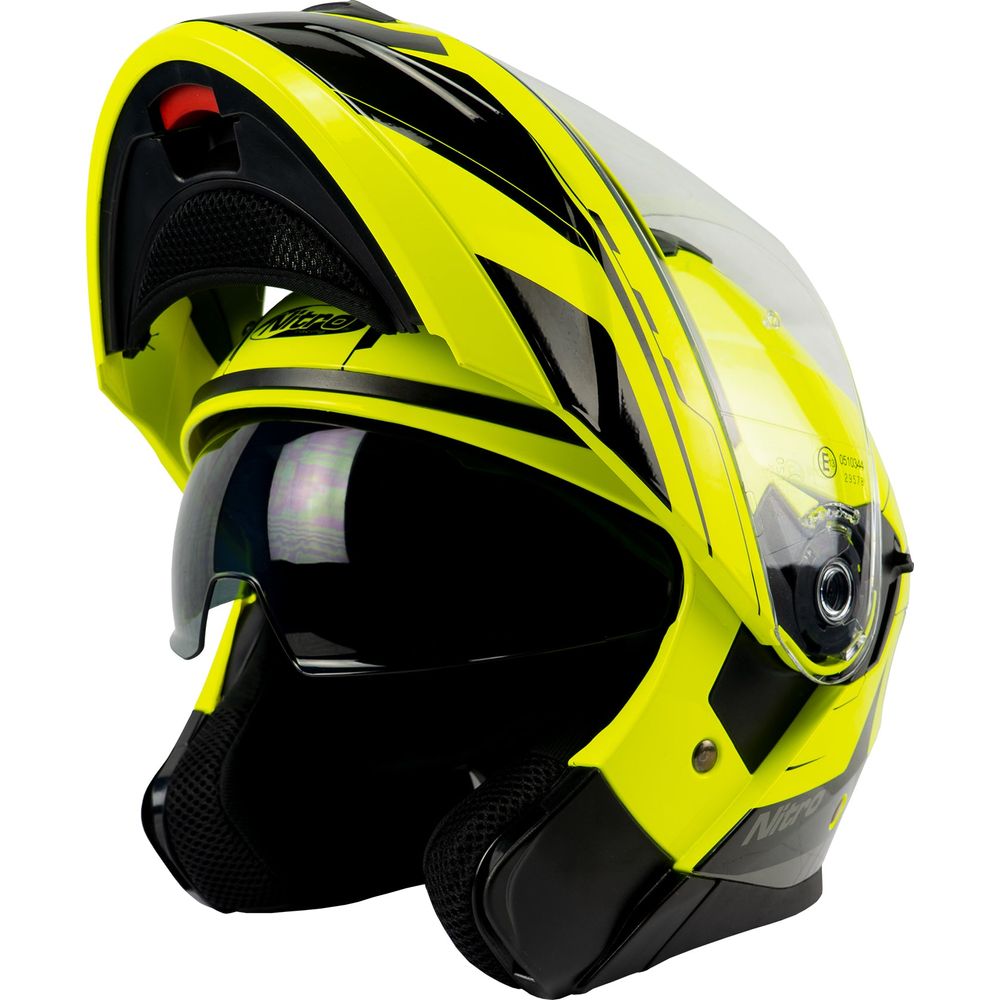 Nitro F350 Analog Flip Up Helmet Black / Safety Yellow / Gunmetal