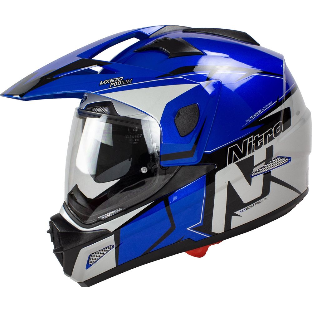 Nitro MX670 DVS Podium Pinlock Ready Adventure Helmet Black / Blue / Silver