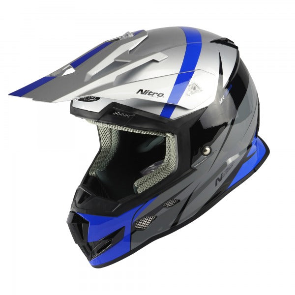 Nitro MX700 Recoil Motocross Helmet Silver / Black / Gun Metal / Blue