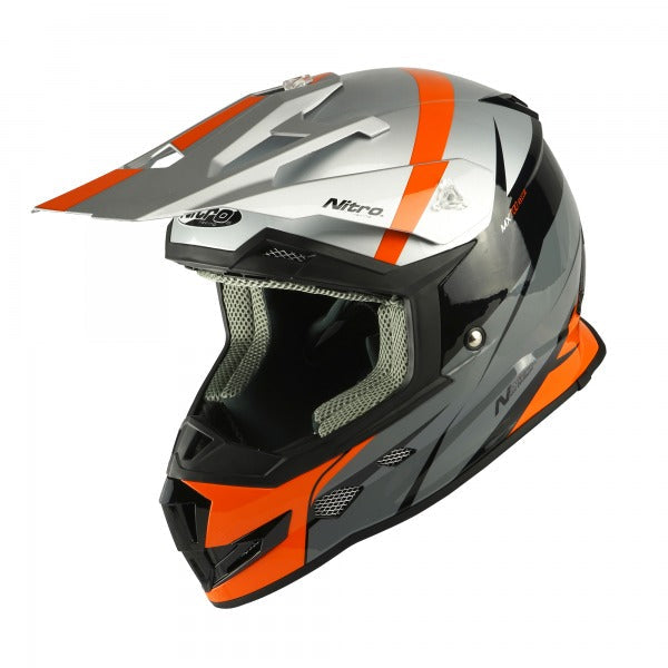 Nitro MX700 Recoil Motocross Helmet Silver / Black / Gun Metal / Orange