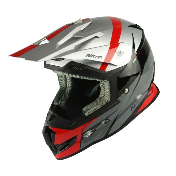 Nitro MX700 Recoil Motocross Helmet Silver / Black / Gun Metal / Red