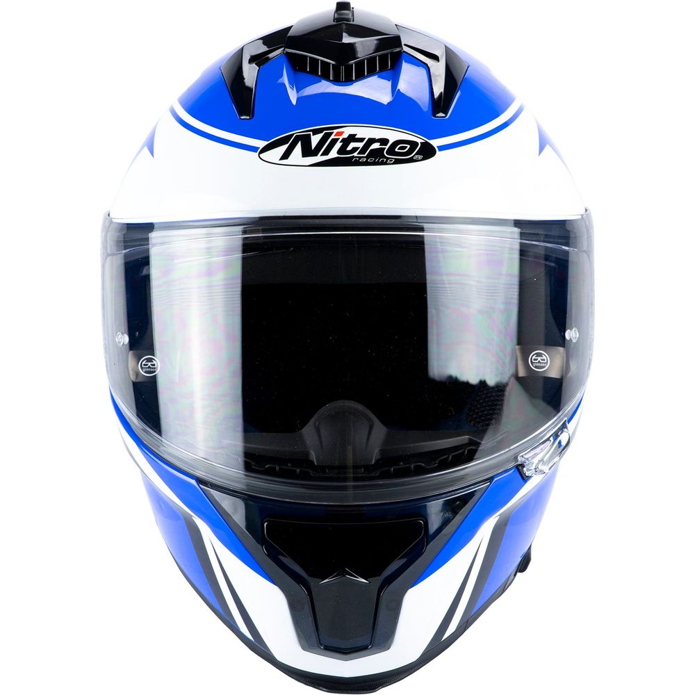 Nitro N540 DVS Podium Full Face Helmet Gloss White / Black / Blue - FREE UK Shipping, FREE 365 Day Returns | Moto Central