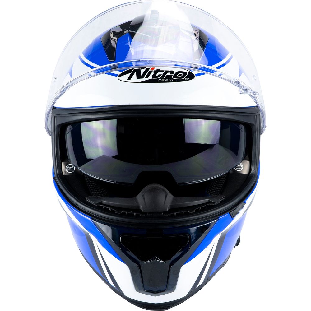 Nitro N540 DVS Podium Full Face Helmet Gloss White / Black / Blue - FREE UK Shipping, FREE 365 Day Returns | Moto Central