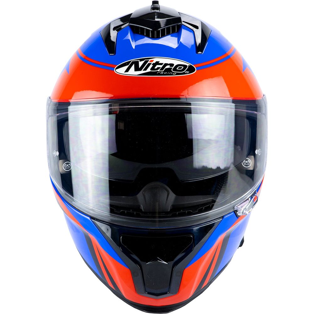 Nitro N540 DVS Podium Full Face Helmet Gloss Black / Blue / Safety Red - FREE UK Shipping, FREE 365 Day Returns | Moto Central