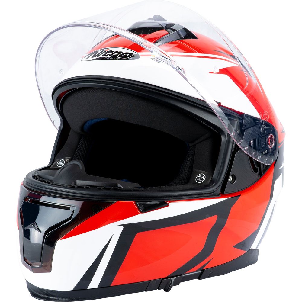 Nitro N540 DVS Podium Full Face Helmet Gloss White / Black / Red - FREE UK Shipping, FREE 365 Day Returns | Moto Central