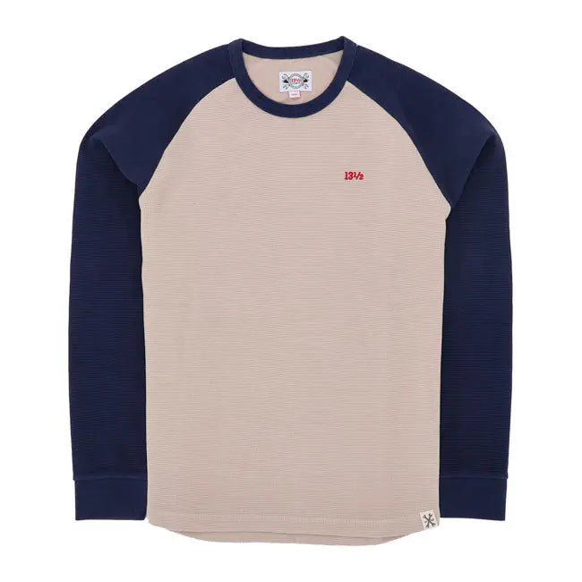 13 And A Half Magazine Waffle Jersey Sand / Navy  - FREE UK Shipping, FREE 365 Day Returns | Moto Central