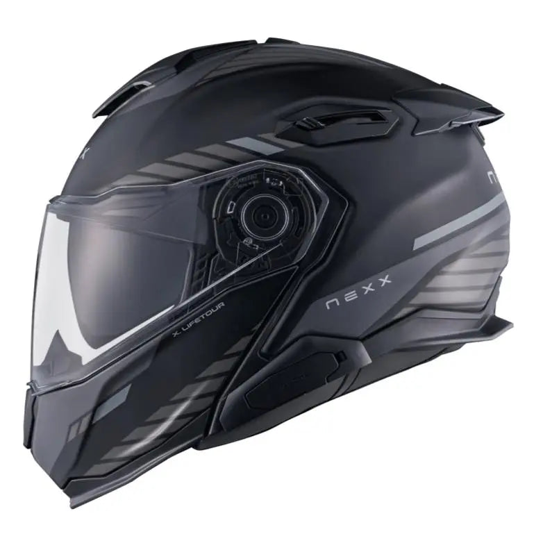 Nexx X.Lifetour Globe Flip Up Helmet Matt Black / Grey - FREE UK Shipping, FREE 365 Day Returns | Moto Central