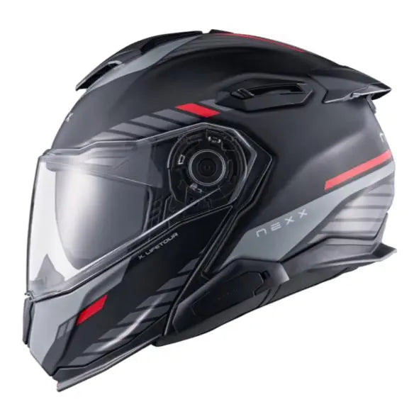 Nexx X.Lifetour Globe Flip Up Helmet Matt Black / Red - FREE UK Shipping, FREE 365 Day Returns | Moto Central