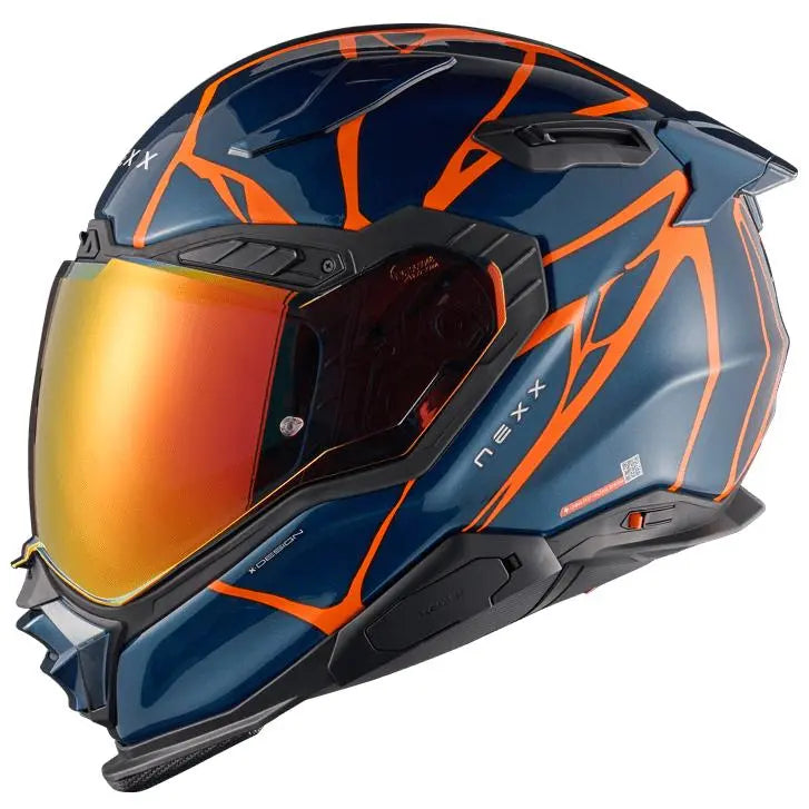 Nexx X.WST3 B-Side Full Face Helmet Matt Blue Teal / Orange - FREE UK Shipping, FREE 365 Day Returns | Moto Central