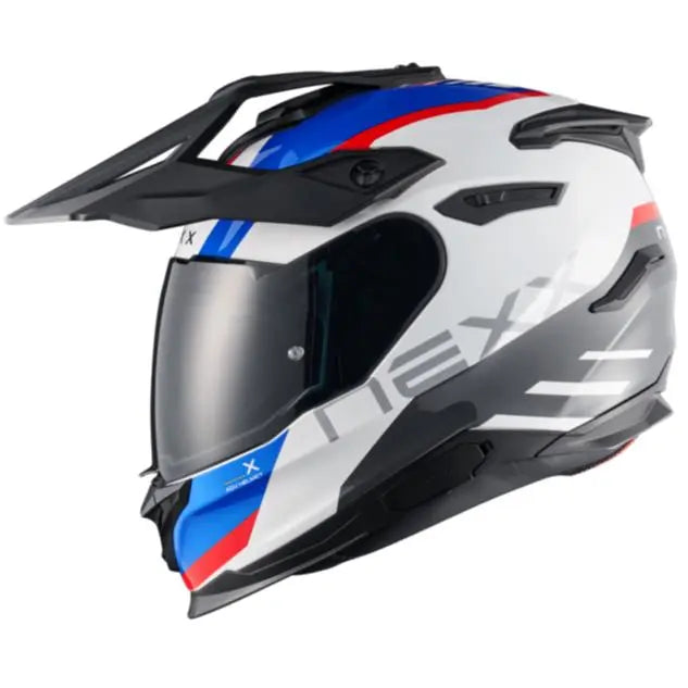 Nexx Y.TRAVL Quest Adventure Helmet White / Blue / Red - FREE UK Shipping, FREE 365 Day Returns | Moto Central