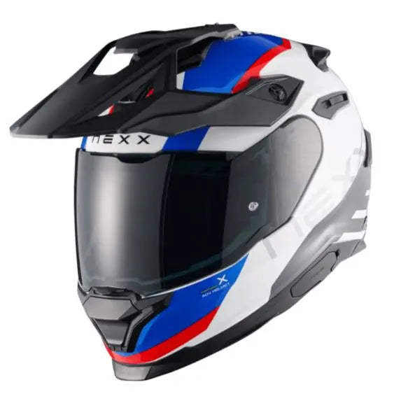 Nexx Y.TRAVL Quest Adventure Helmet White / Blue / Red - FREE UK Shipping, FREE 365 Day Returns | Moto Central