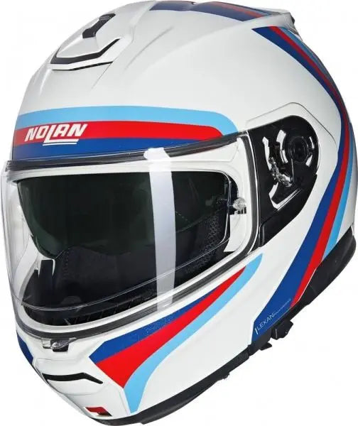 Nolan N100-6 Assoluto Modular White / Blue / Red  - FREE UK Shipping, FREE 365 Day Returns | Moto Central