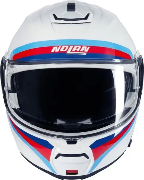 Nolan N100-6 Assoluto Modular White / Blue / Red  - FREE UK Shipping, FREE 365 Day Returns | Moto Central