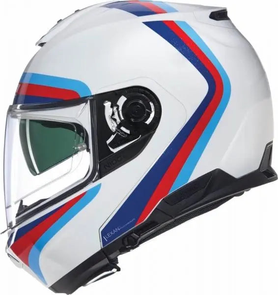 Nolan N100-6 Assoluto Modular White / Blue / Red  - FREE UK Shipping, FREE 365 Day Returns | Moto Central