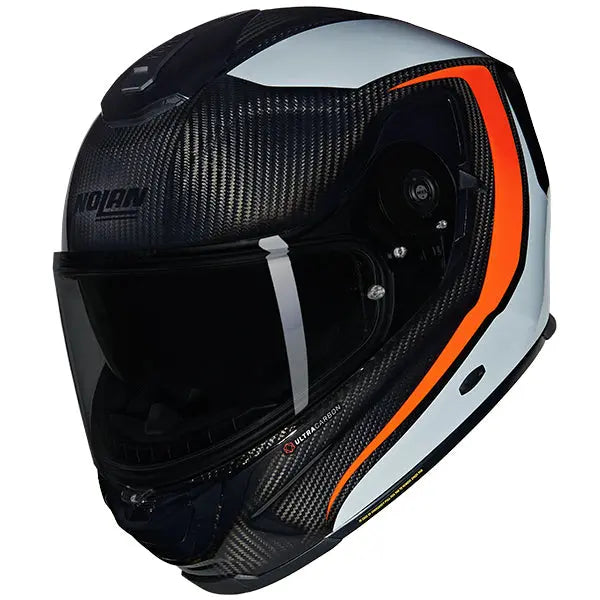 Nolan X-903 Ultra Carbon Intrigo Full Face Helmet Carbon / Orange / White - FREE UK Shipping, FREE 365 Day Returns | Moto Central