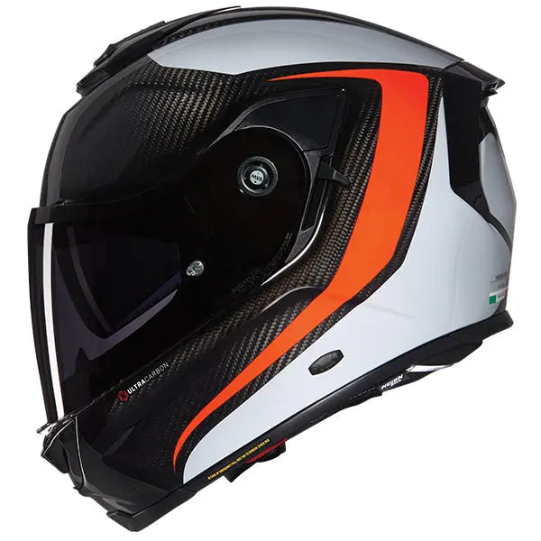 Nolan X-903 Ultra Carbon Intrigo Full Face Helmet Carbon / Orange / White - FREE UK Shipping, FREE 365 Day Returns | Moto Central