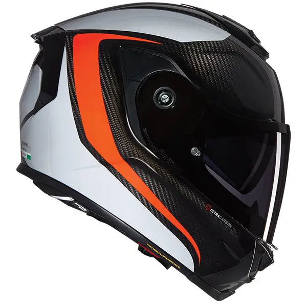 Nolan X-903 Ultra Carbon Intrigo Full Face Helmet Carbon / Orange / White - FREE UK Shipping, FREE 365 Day Returns | Moto Central