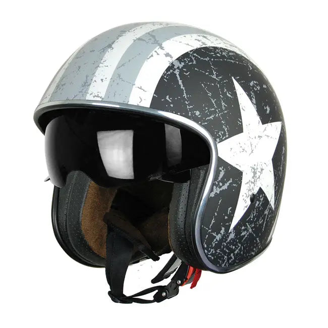 Origine Spirit Rebel Star Open Face Helmet Matt Grey  - FREE UK Shipping, FREE 365 Day Returns | Moto Central