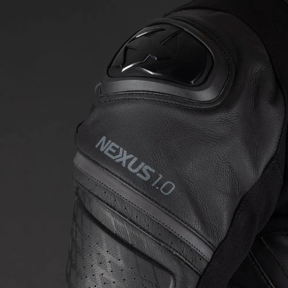 Oxford Nexus 1.0 Leather Jacket Stealth Black - FREE UK Shipping, FREE 365 Day Returns | Moto Central