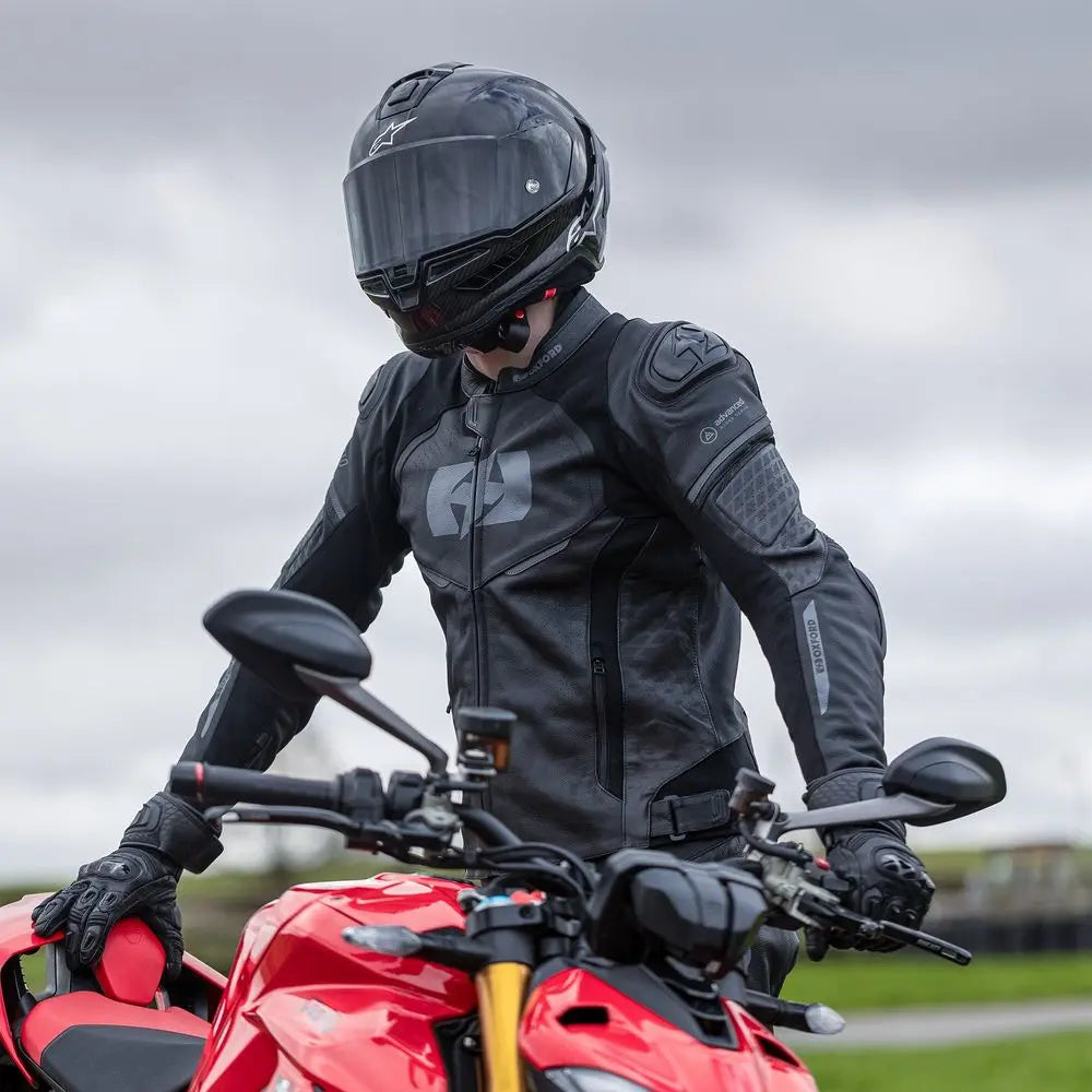 Oxford Nexus 1.0 Leather Jacket Stealth Black - FREE UK Shipping, FREE 365 Day Returns | Moto Central