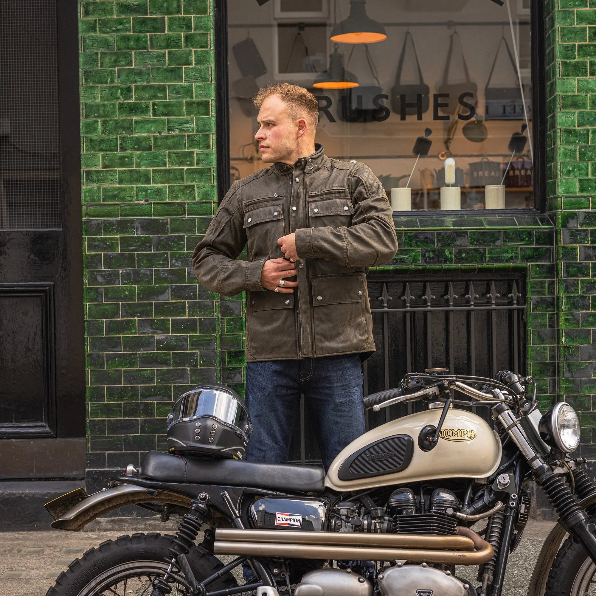 Oxford Sterling D2D Textile Jacket Khaki  - FREE UK Shipping, FREE 365 Day Returns | Moto Central