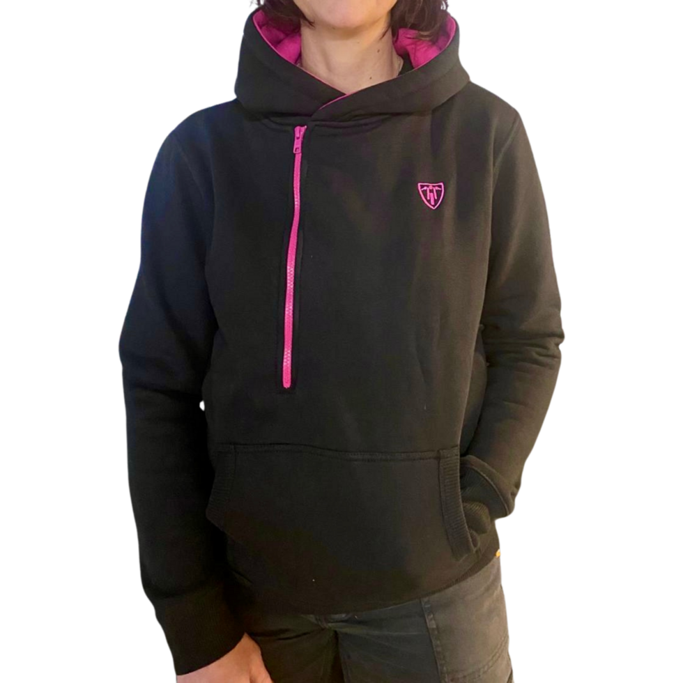 MotoGirl Helmet Ladies Hoodie Pink / Black