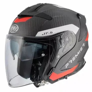 Premier JT5 Carbon MA 2 BM Open Face Helmet Grey / Red / White - FREE UK Shipping, FREE 365 Day Returns | Moto Central