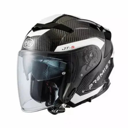 Premier JT5 Carbon MA 8 Open Face Helmet Black / White - FREE UK Shipping, FREE 365 Day Returns | Moto Central