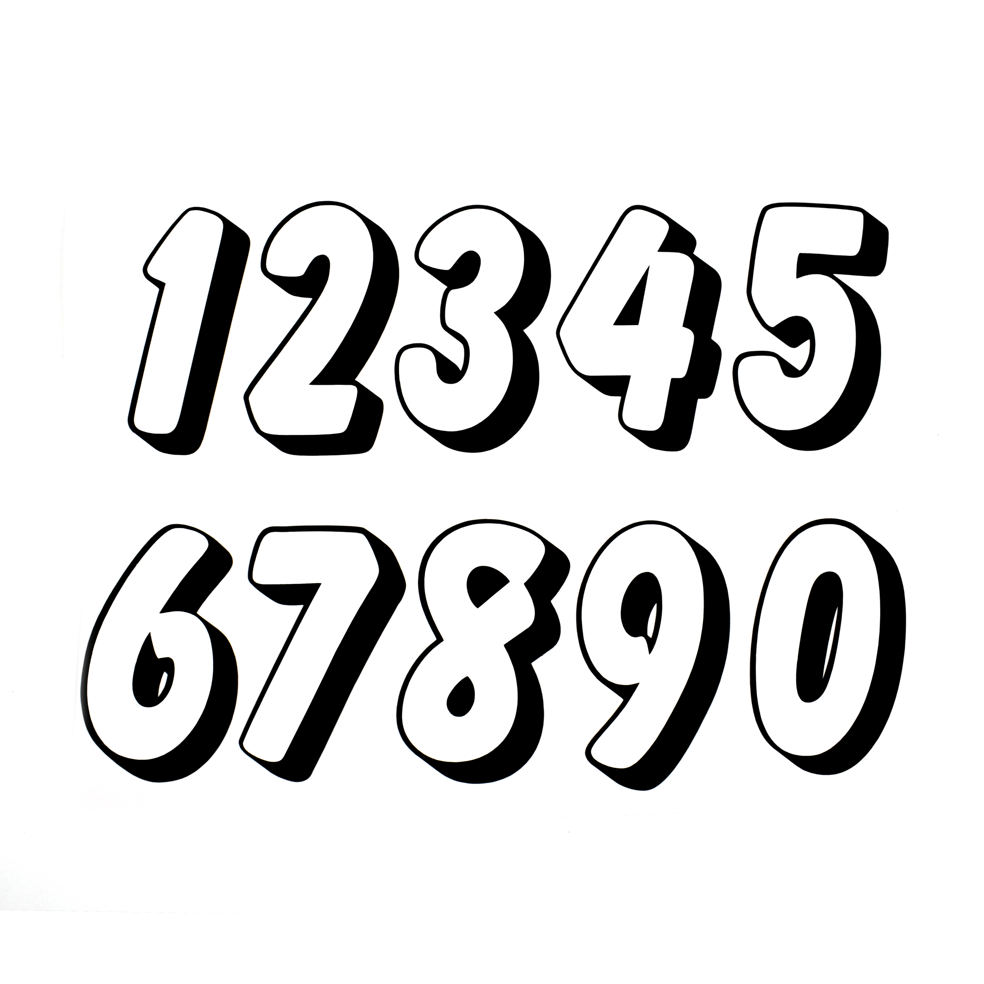 Pyramid Decals Racing Numbers Set 0-9 3D White / Black