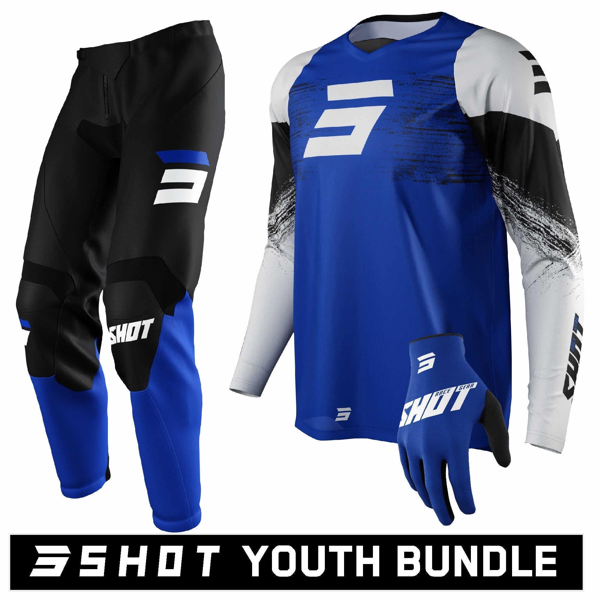 Shot RAW Youth Burst Blue Kit Bundle Black / Blue / White