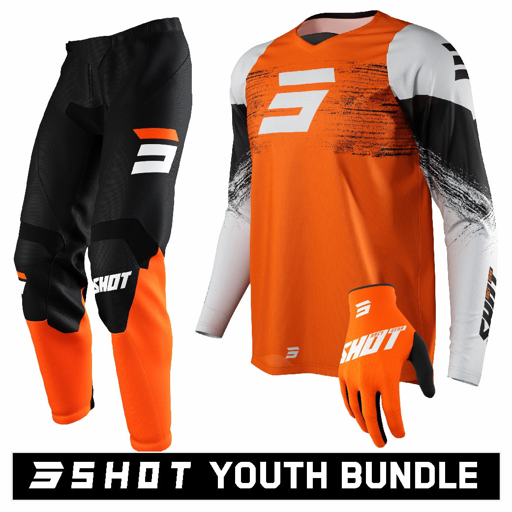 Shot RAW Youth Neon Orange Kit Bundle Black / Neon / Orange / White