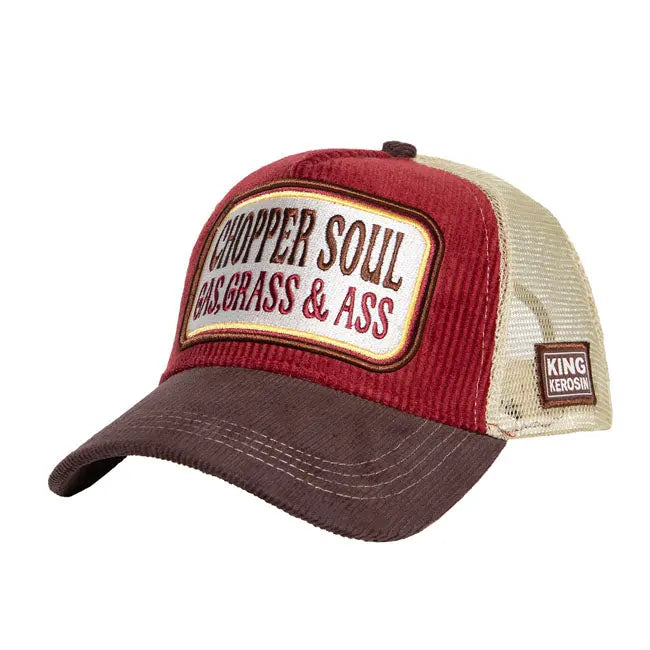 King Kerosin Chopper Soul Cap Brown / Red  - FREE UK Shipping, FREE 365 Day Returns | Moto Central