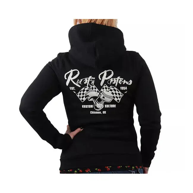 Rusty Pistons Turner Ladies Zip Hoodie Black / Red  - FREE UK Shipping, FREE 365 Day Returns | Moto Central