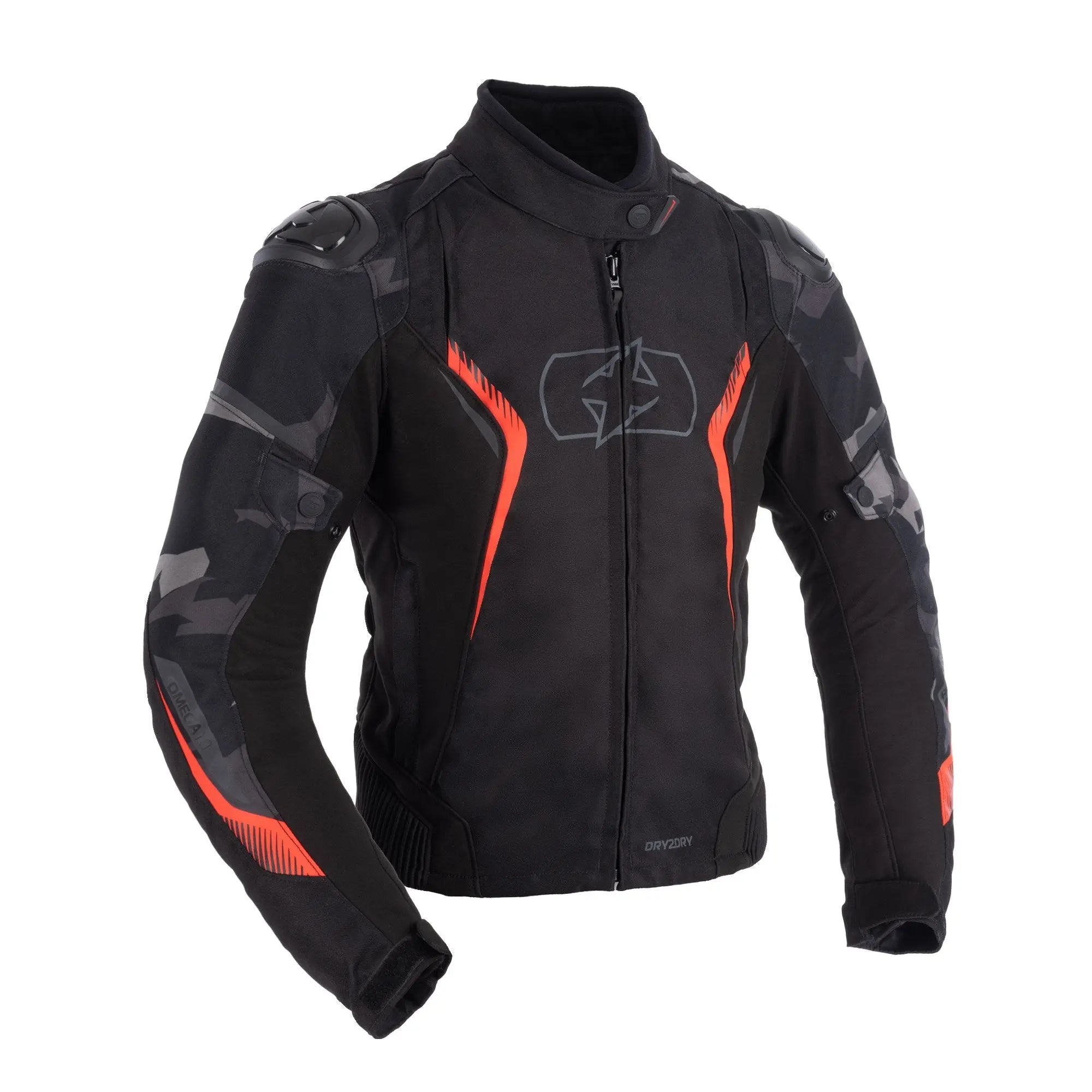 Oxford Omega 1.0 Dry2Dry Ladies Textile Jacket Black / Camo / Red  - FREE UK Shipping, FREE 365 Day Returns | Moto Central