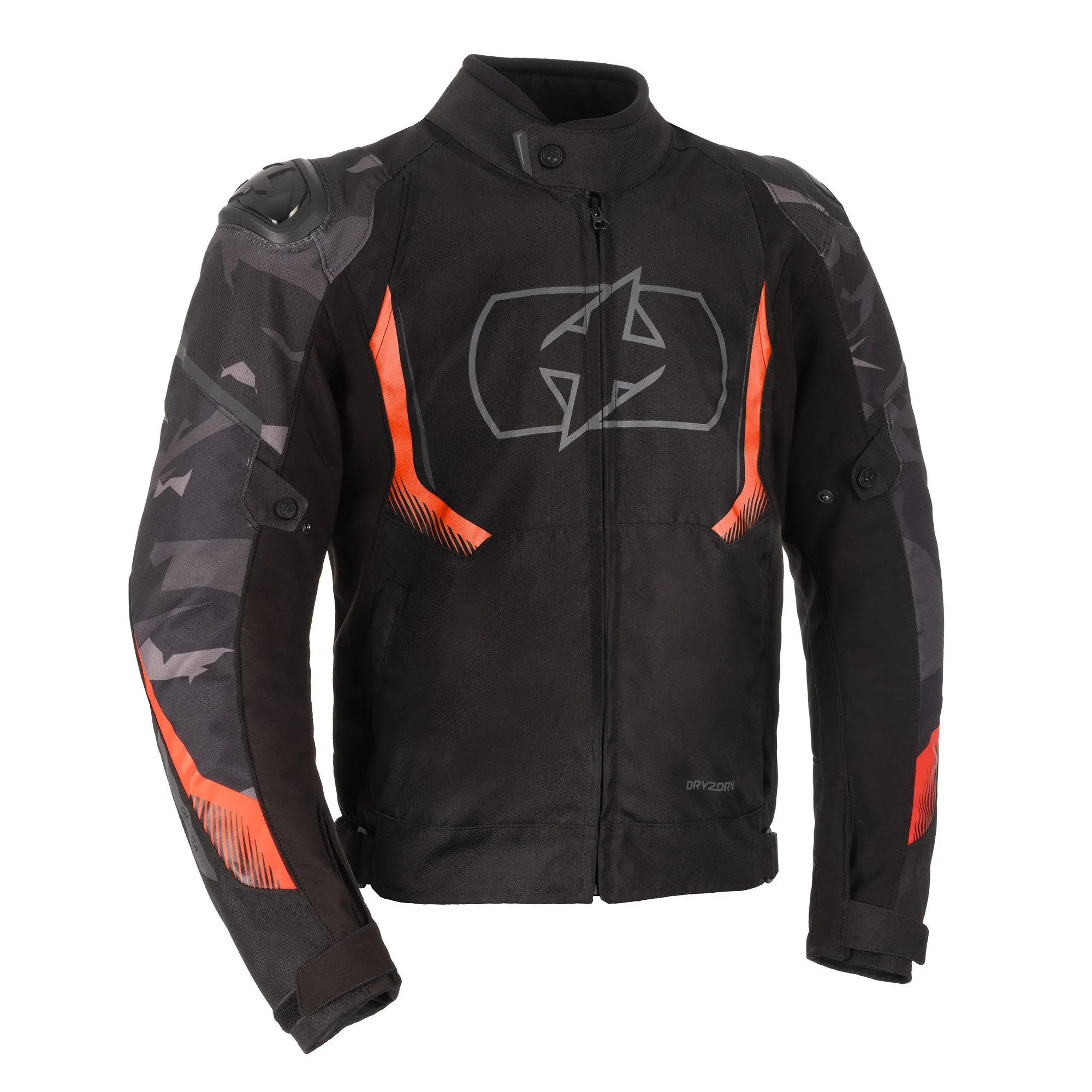 Oxford Omega 1.0 Dry2Dry Textile Jacket Black / Camo / Red  - FREE UK Shipping, FREE 365 Day Returns | Moto Central