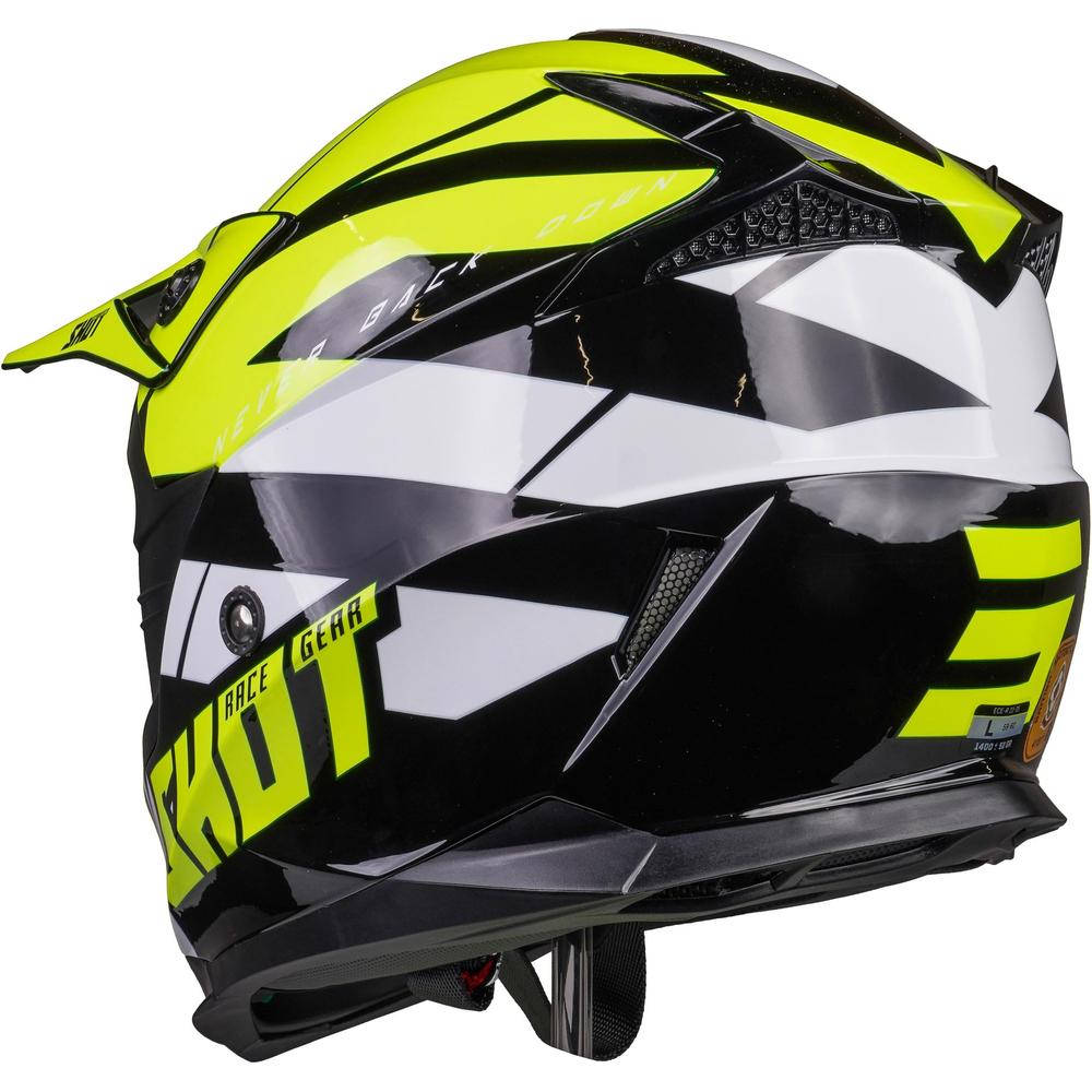 Shot Pulse MX Helmet Revenge Black / Neon Yellow / Glossy White