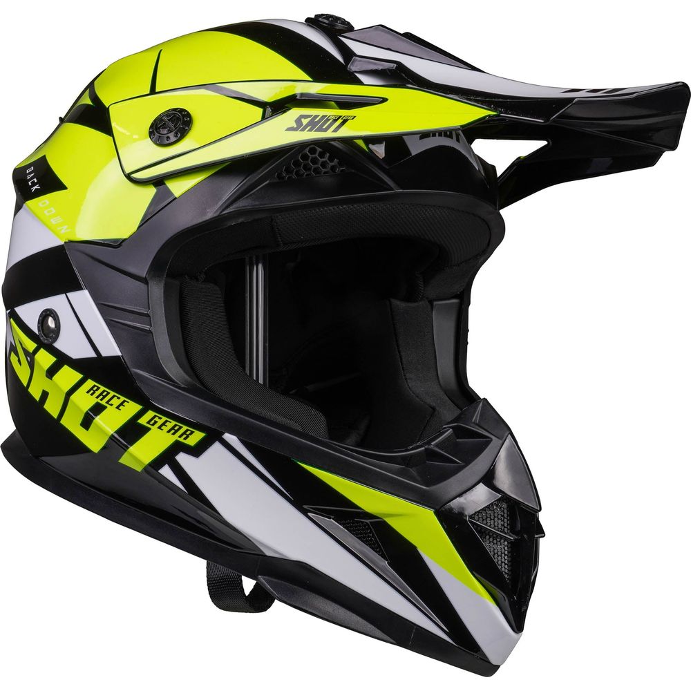 Shot Pulse MX Helmet Revenge Black / Neon Yellow / Glossy White