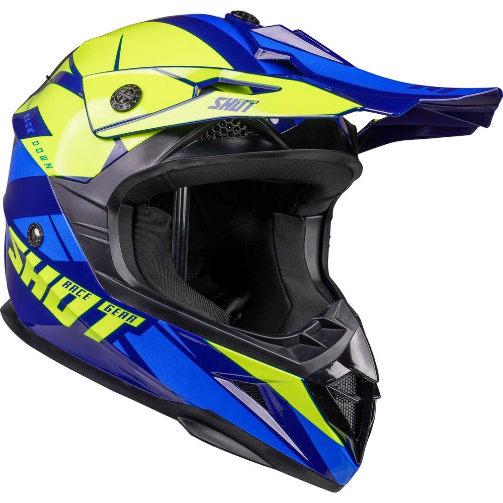 Shot Pulse MX Helmet Revenge Navy / Neon Yellow / Glossy Blue