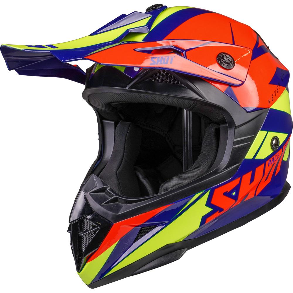 Shot Pulse MX Helmet Revenge Navy / Orange / Glossy Neon Yellow