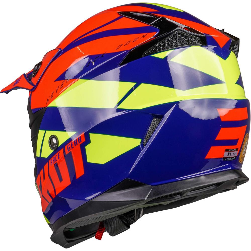 Shot Pulse MX Helmet Revenge Navy / Orange / Glossy Neon Yellow