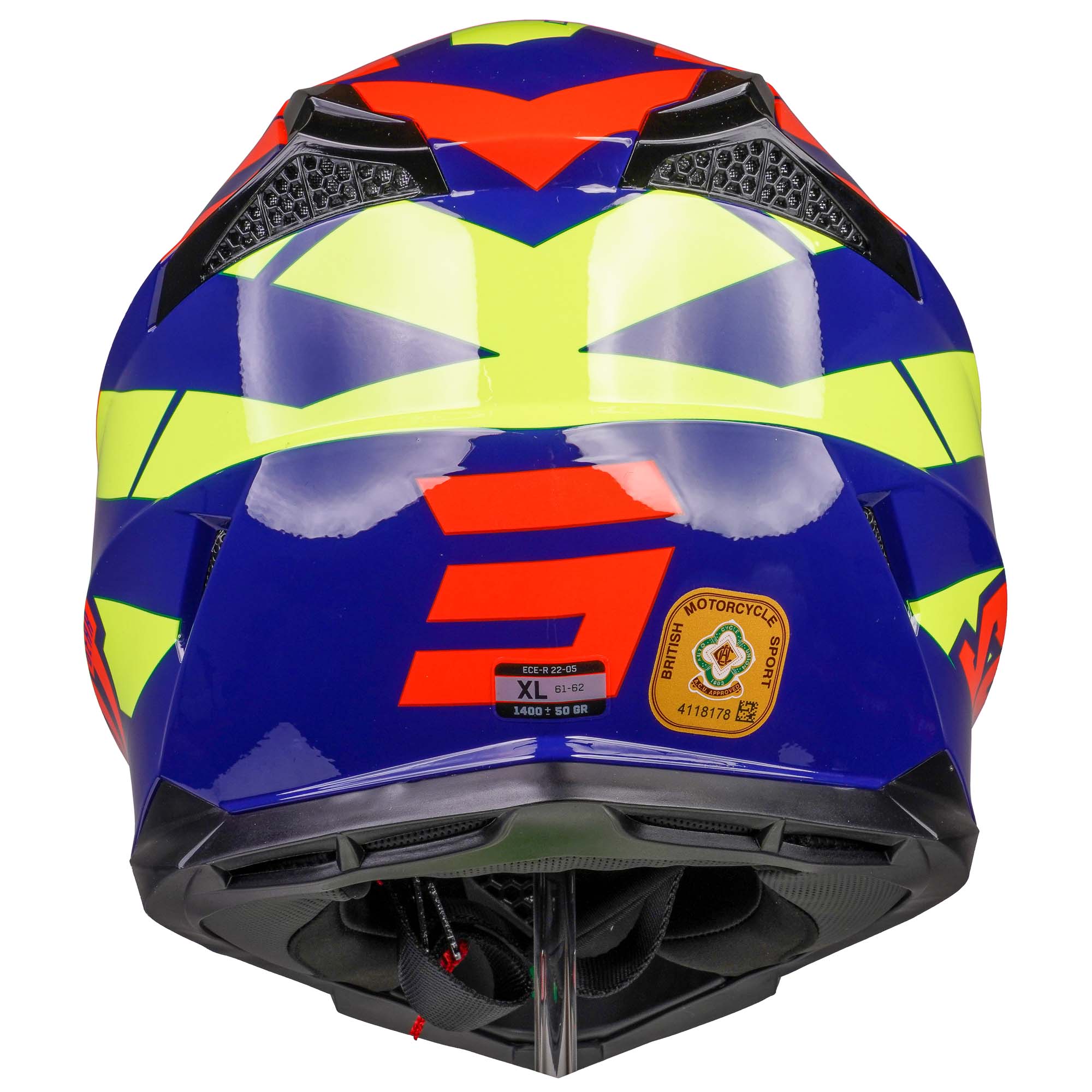 Shot Pulse MX Helmet Revenge Navy / Orange / Glossy Neon Yellow  - FREE UK Delivery - Moto Central