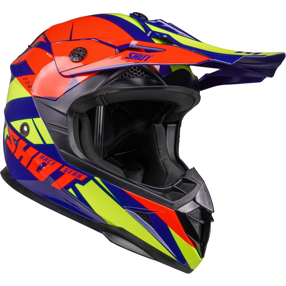 Shot Pulse MX Helmet Revenge Navy / Orange / Glossy Neon Yellow